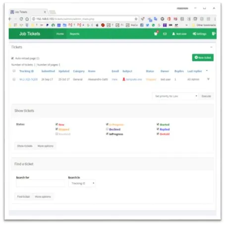 TABLETmedia job ticketing interface