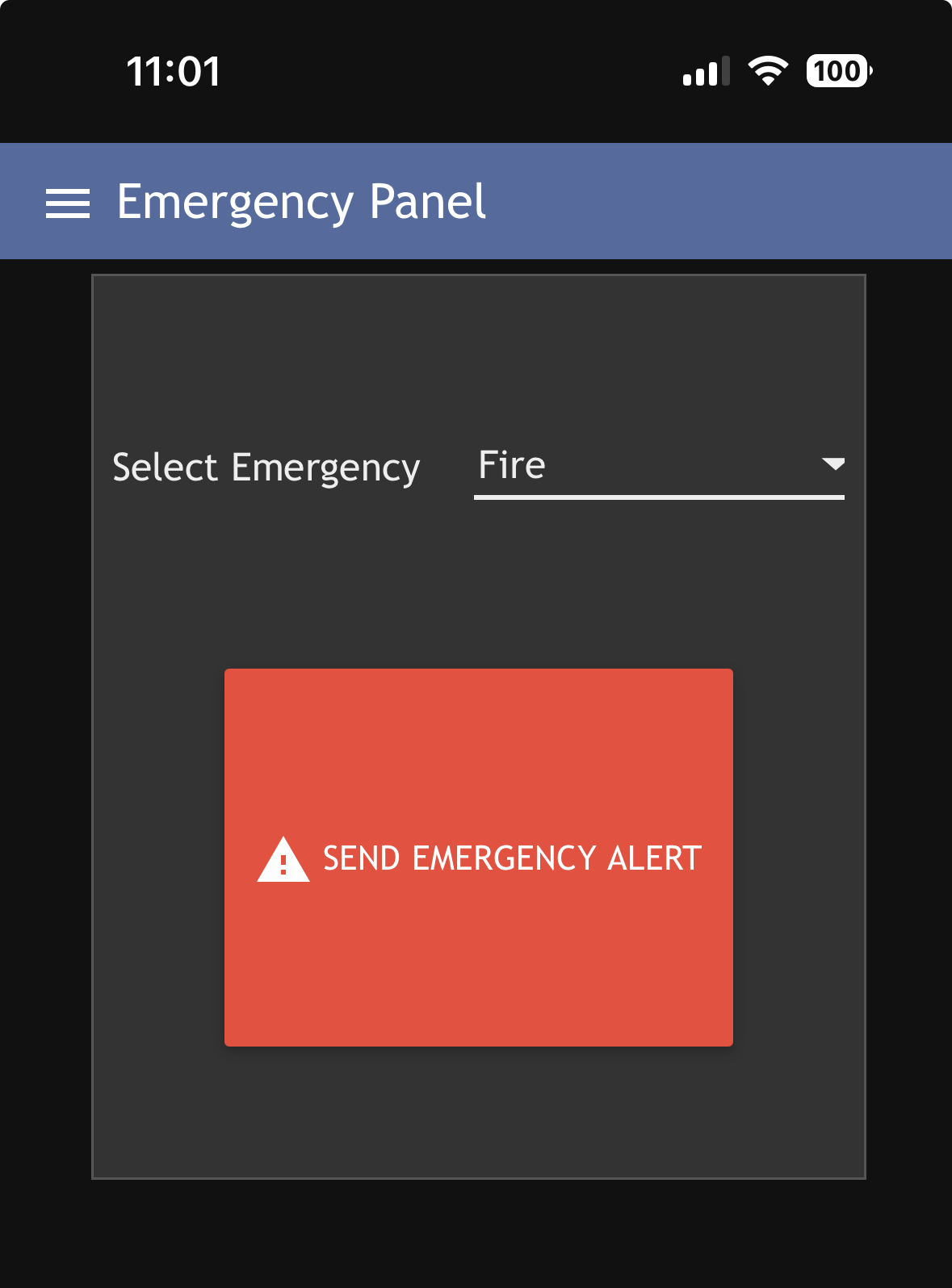 TRBOaware web app emergency panel