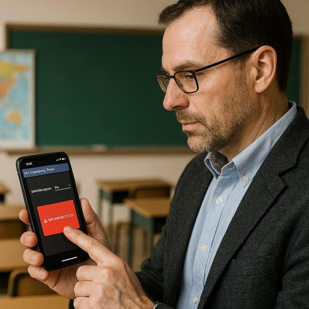 Staff member receiving a TRBOaware alert on a smartphone